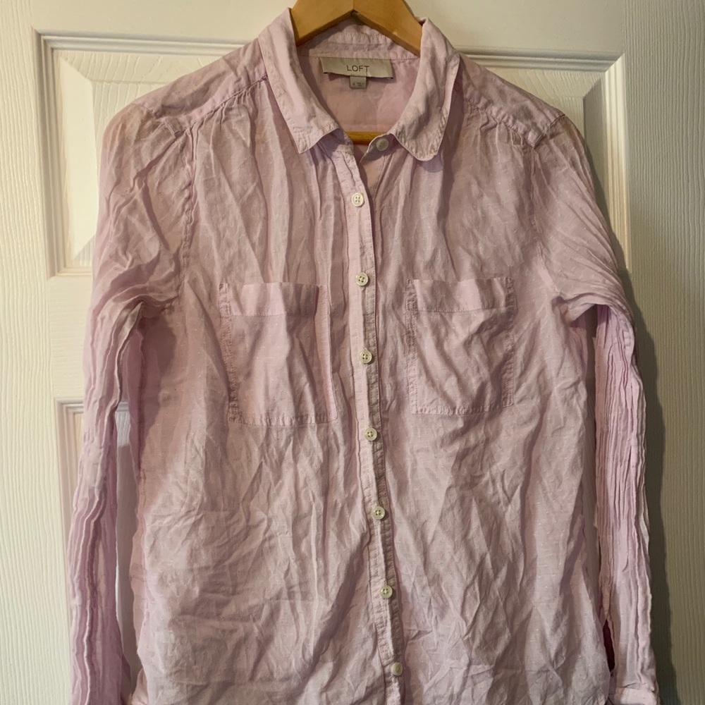 Loft Pink Button Up Medium - image 1